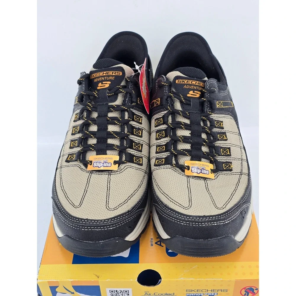 Skechers Summits AT Slip-ins Mens 11 Taupe Black Hands Free Wide Fit -New